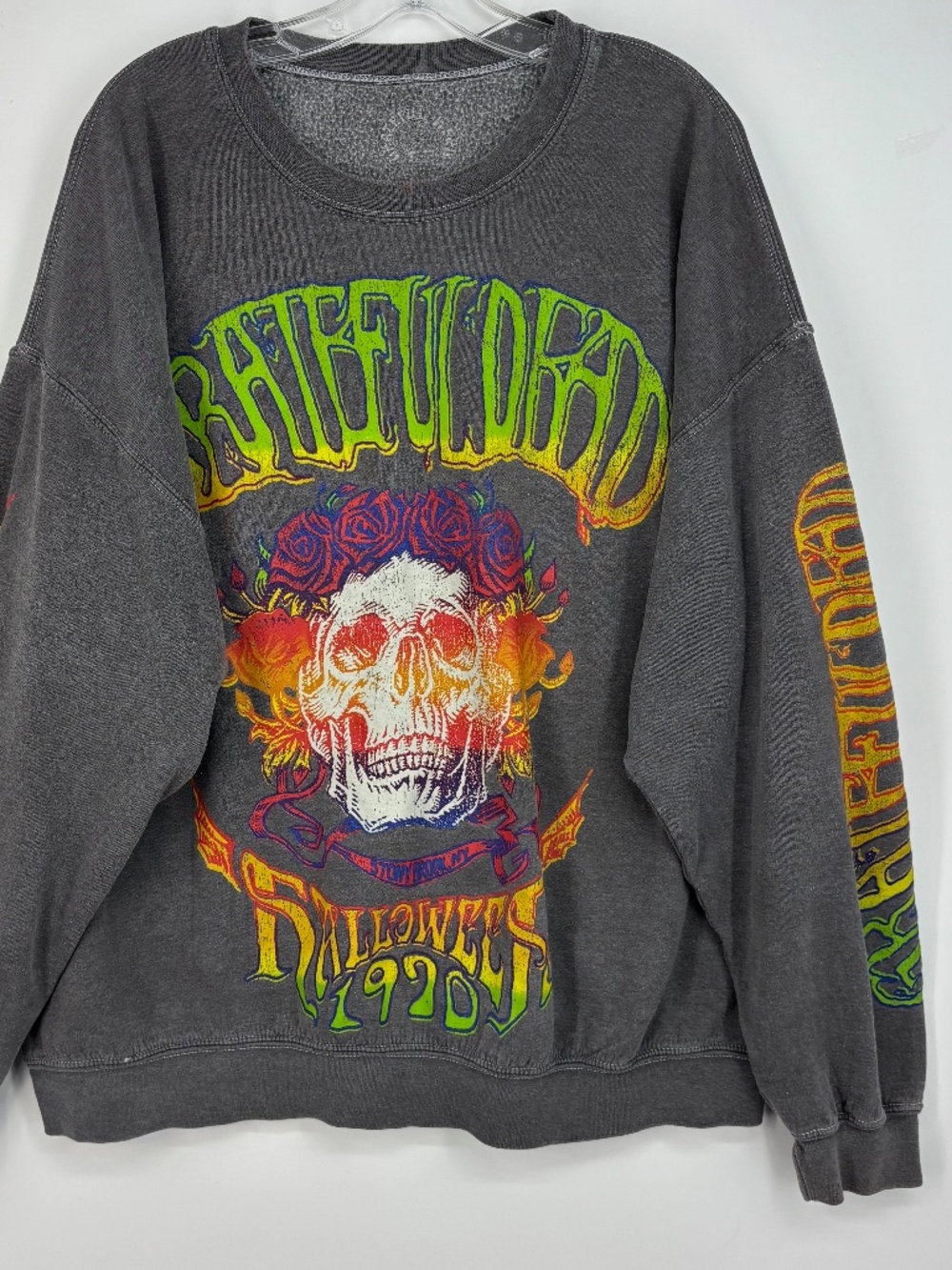 Gratefull Dead Womens Small Medium Pullover Sweatshirt Gray Skull Halloween 1970